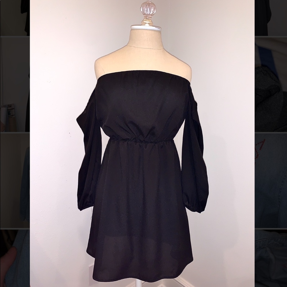 Little Black Dress off the shoulder chiffon